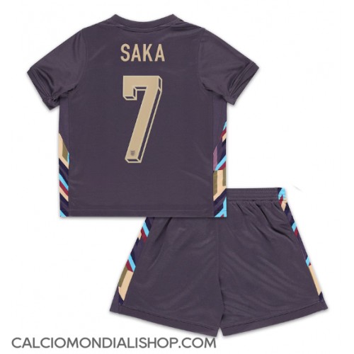 Maglie da calcio Inghilterra Bukayo Saka #7 Seconda Maglia Bambino Europei 2024 Manica Corta (+ Pantaloni corti)